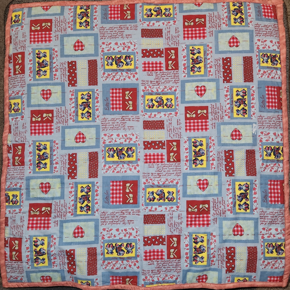 Quilted Home Lap Throw in Pink, Blue & Yellow